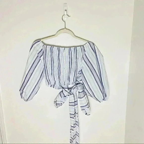 NWT The Jetset Diaries Blue White Woven Stripe Monroe Top Blue - Picture 5 of 8